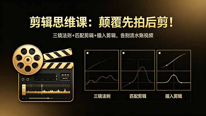 剪辑思维课：颠覆先拍后剪！三镜法则+匹配剪辑+插入剪辑，告别流水账视频-朽念云创