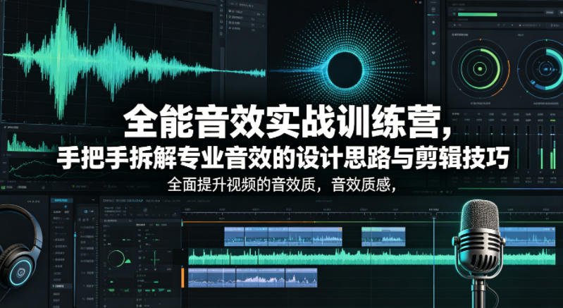 全能音效实战训练营，手把手拆解专业音效的设计思路与剪辑技巧，全面提升视频的音效质感-朽念云创