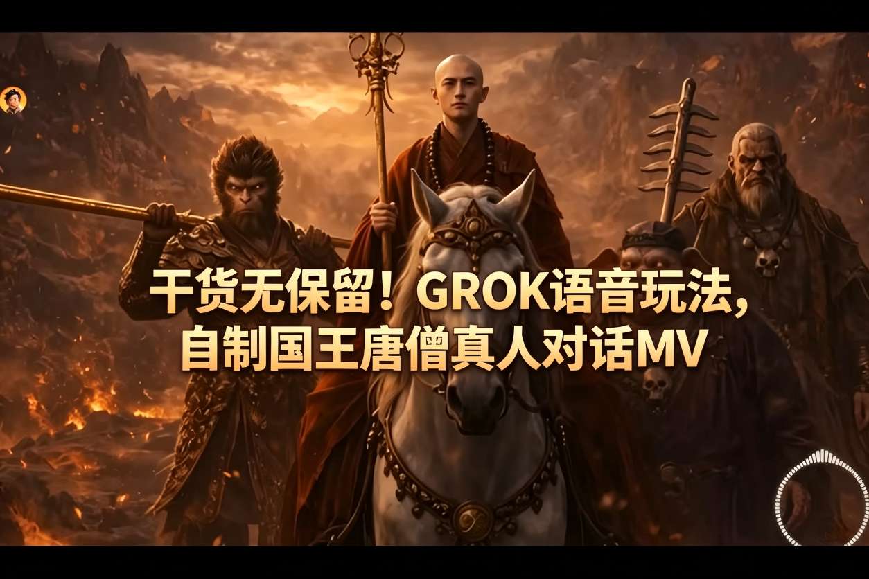 干货无保留！GROK语音玩法，自制国王唐僧真人对话MV-朽念云创