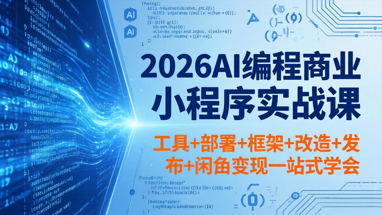 2026AI编程商业小程序实战课，工具+部署+框架+改造+发布+闲鱼变现一站式学会-朽念云创