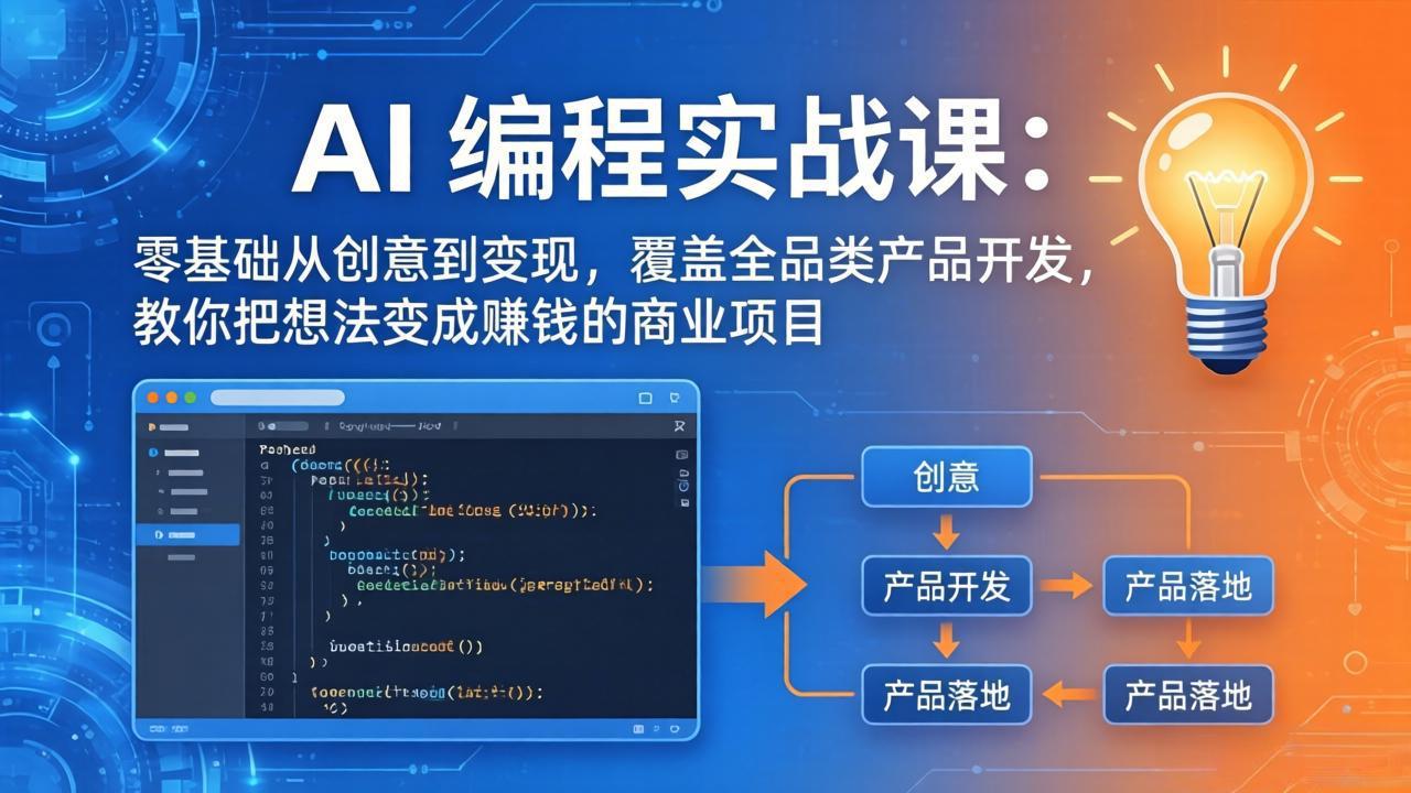 AI编程实战课-第三期-5月3更新：零基础从创意到变现，覆盖全品类产品开发，把想法变成赚钱项目-朽念云创