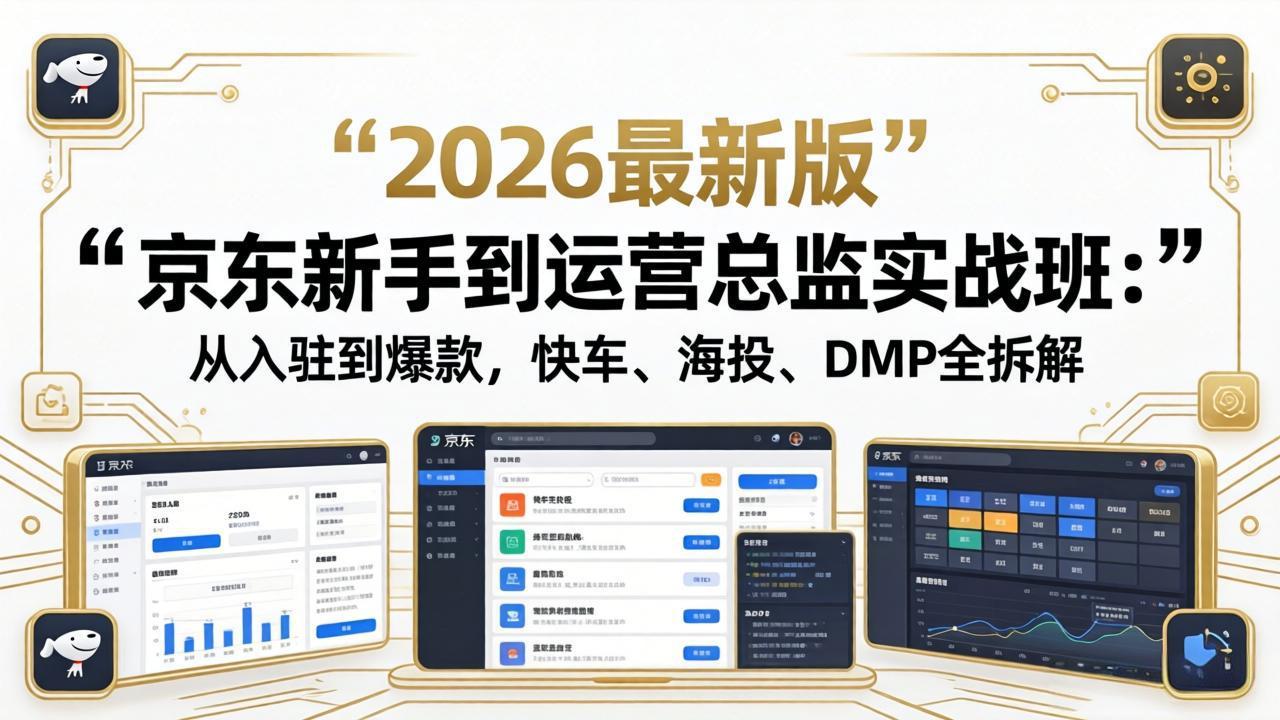 京东新手到运营总监实战班：从入驻到爆款，快车、海投、DMP全拆解，2026最新版-朽念云创