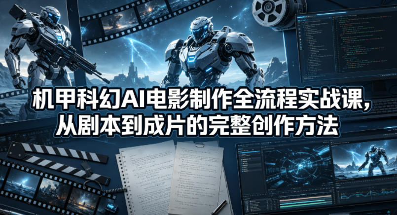 机甲科幻AI电影制作全流程实战课，从剧本到成片的完整创作方法-朽念云创