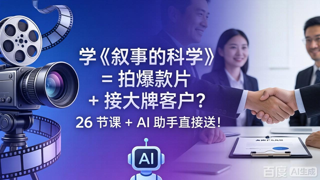 学《叙事的科学》= 拍爆款片 + 接大牌客户？26 节课 + AI 助手直接送！-朽念云创