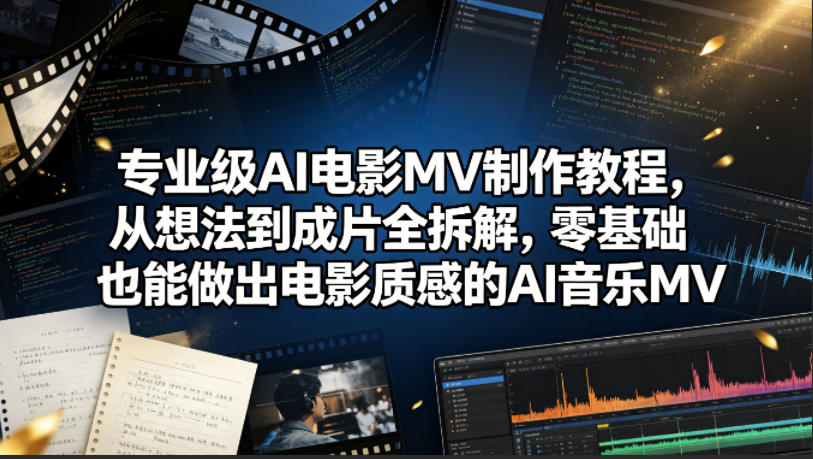 专业级AI电影MV制作教程，从想法到成片全拆解，零基础也能做出电影质感的AI音乐MV-朽念云创