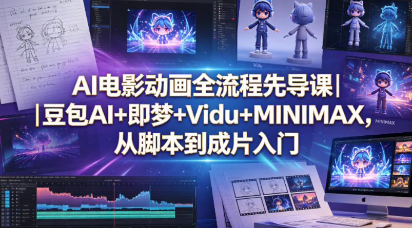 AI电影动画全流程先导课｜豆包AI+即梦+Vidu+MINIMAX，从脚本到成片入门-朽念云创