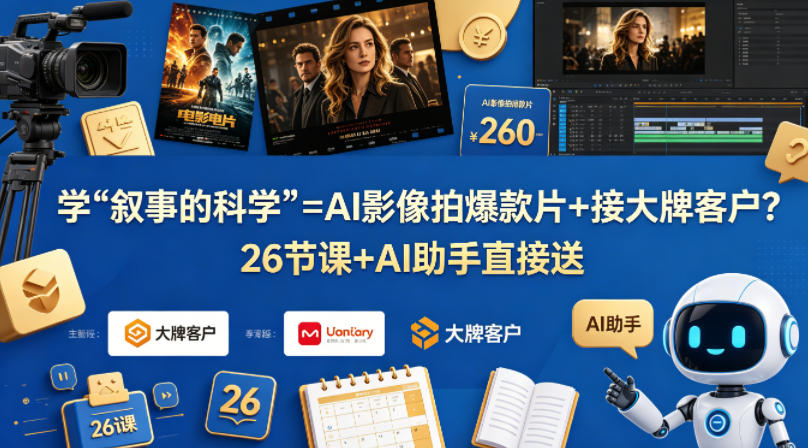 学《叙事的科学》=AI影像拍爆款片+接大牌客户？26节课+AI助手直接送【原创双语字幕】-朽念云创