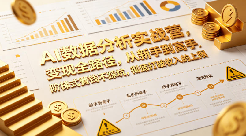 AI数据分析实战营，变现全路径，从新手到高手，阶梯式賺钱不踩坑，彻底打破收入的上限-朽念云创