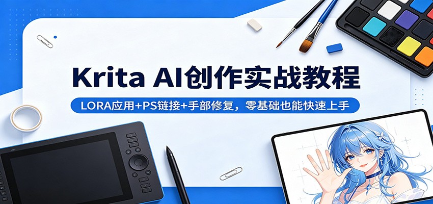 Krita AI创作实战教程：LORA应用+PS链接+手部修复，零基础也能快速上手-朽念云创