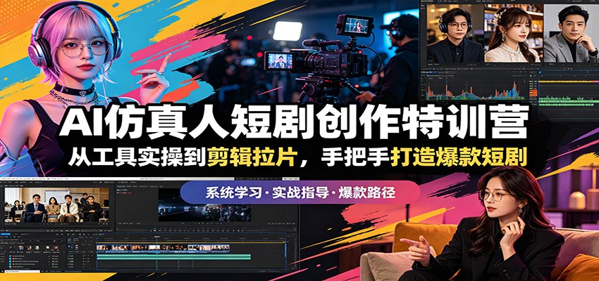AI仿真人短剧创作特训营：从工具实操到剪辑拉片，手把手打造爆款短剧-朽念云创