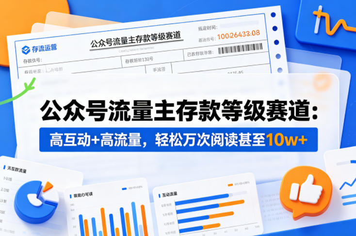 公众号流量主之存款等级赛道，高互动+高流量，轻松达到万次阅读，甚至10w+-朽念云创