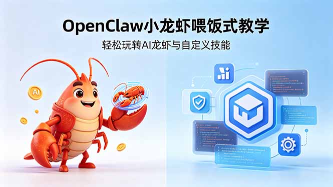 不用懂技术！OpenClaw小龙虾喂饭式教学，轻松玩转AI龙虾与自定义技能-朽念云创