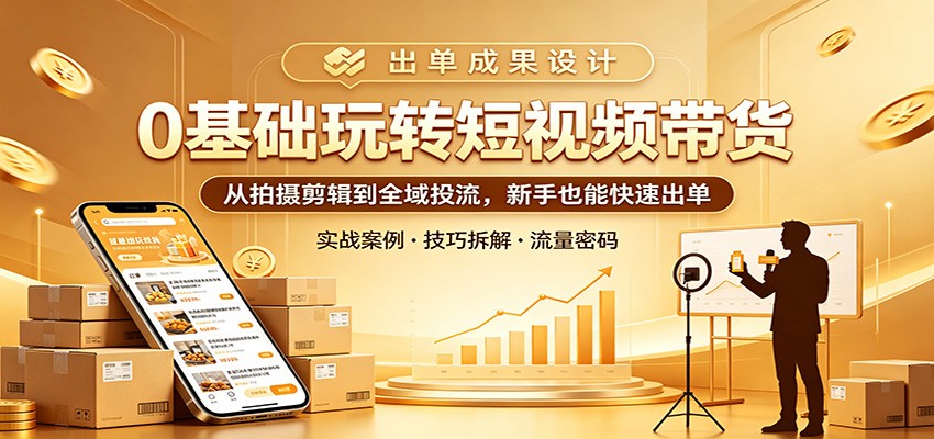 0基础玩转短视频带货：从拍摄剪辑到全域投流，新手也能快速出单-朽念云创