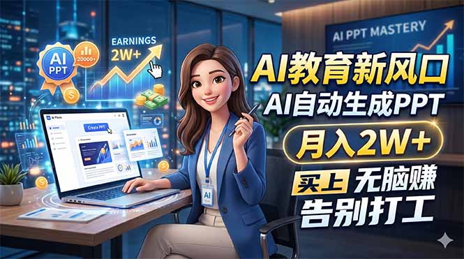 AI教育新风口，AI自动生成PPT，月入2W+，无脑赚，告别打工-朽念云创