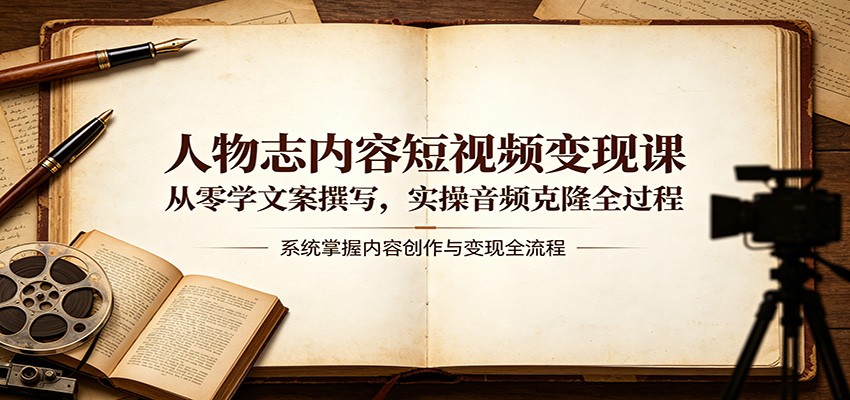 人物志内容短视频变现课：从零学文案撰写，实操音频克隆全过程-朽念云创