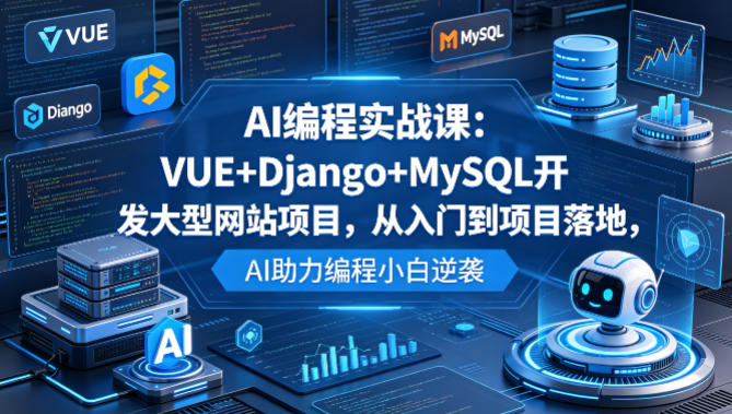 AI编程实战课：VUE+Django+MySQL开发大型网站项目，从入门到项目落地，AI助力编程小白逆袭-朽念云创