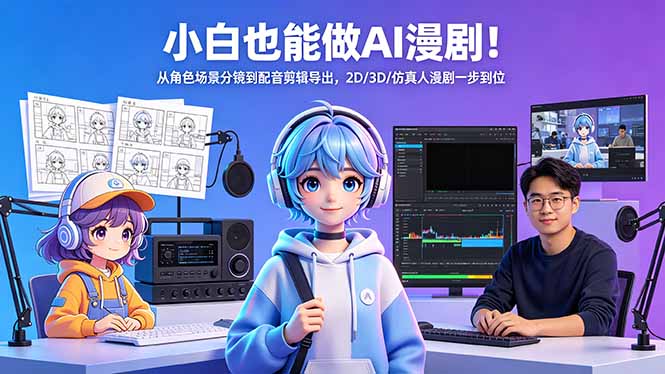 小白也能做AI漫剧！从角色场景分镜到配音剪辑导出，2D/3D/仿真人漫剧一步到位-朽念云创