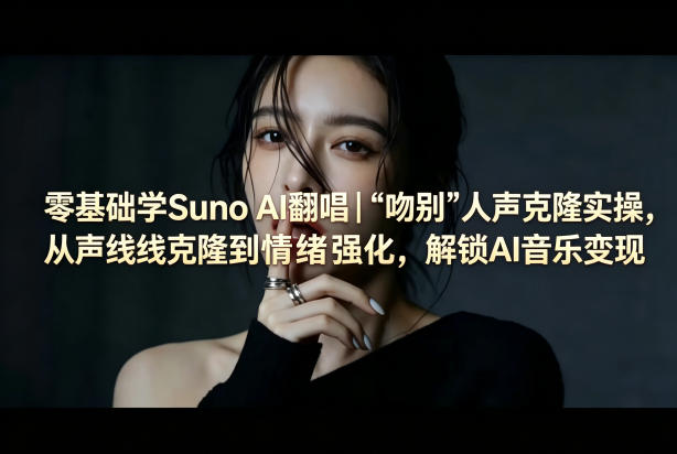 零基础学Suno AI翻唱｜《吻别》人声克隆实操，从声线克隆到情绪强化，解锁AI音乐变现-朽念云创