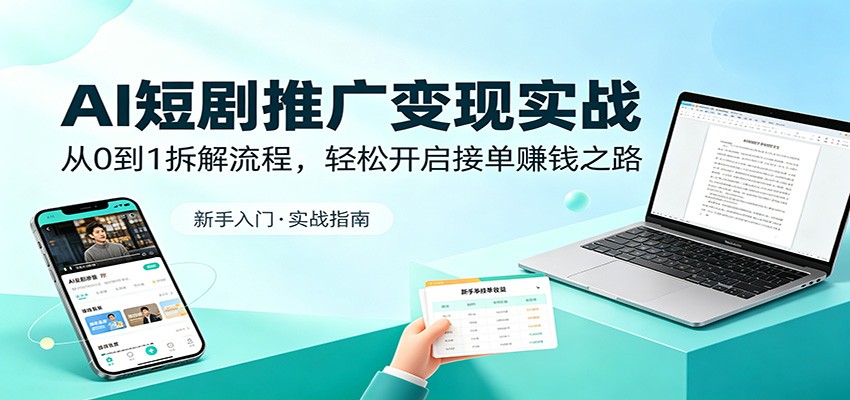 AI短剧推广变现实战：从0到1拆解流程，轻松开启接单赚钱之路-朽念云创