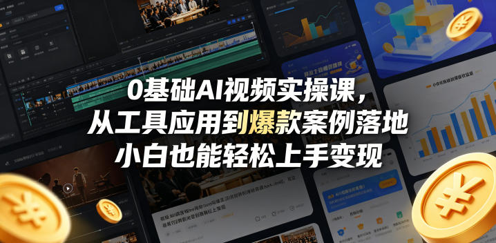 0基础AI视频实操课，从工具应用到爆款案例落地，小白也能轻松上手变现-朽念云创