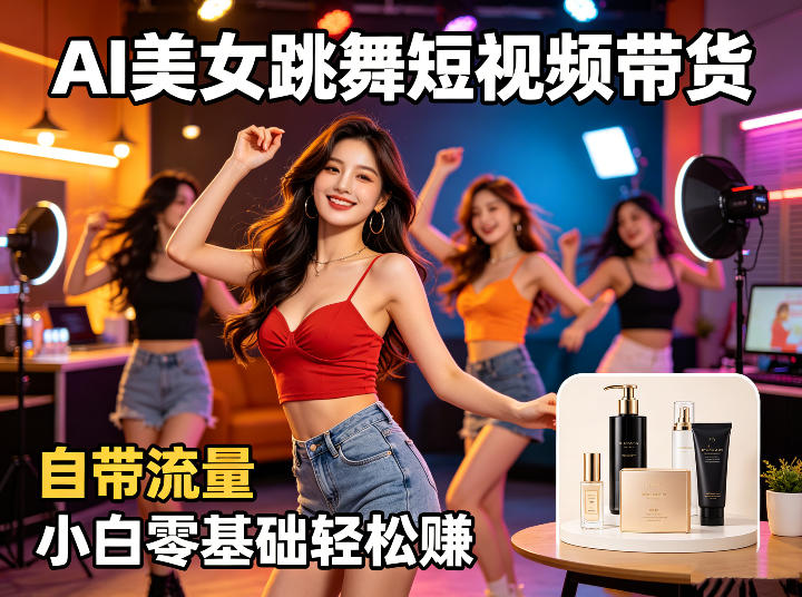 AI美女跳舞短视频带货：自带流量，小白零基础轻松賺，详细拆解-朽念云创