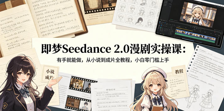 即梦Seedance 2.0漫剧实操课：有手就能做，从小说到成片全教程，小白零门槛上手-朽念云创