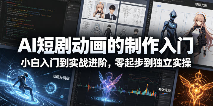 AI短剧动画的制作入门，小白入门到实战进阶，零起步到独立实操-朽念云创