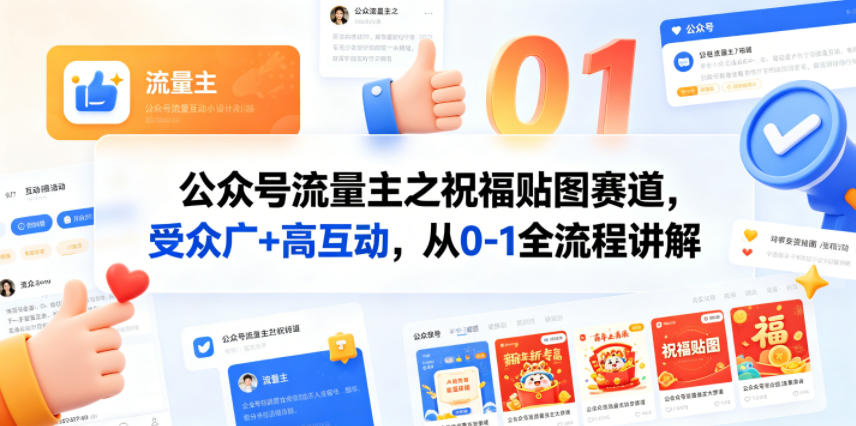 公众号流量主之祝福贴图赛道，受众广+高互动，从0-1全流程讲解-朽念云创
