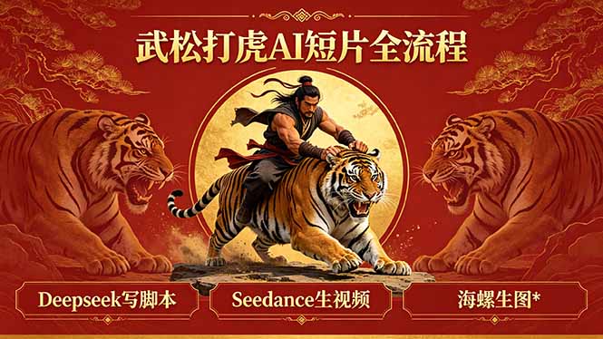 武松打虎AI短片全流程：Deepseek写脚本+Seedance生视频+海螺生图-朽念云创