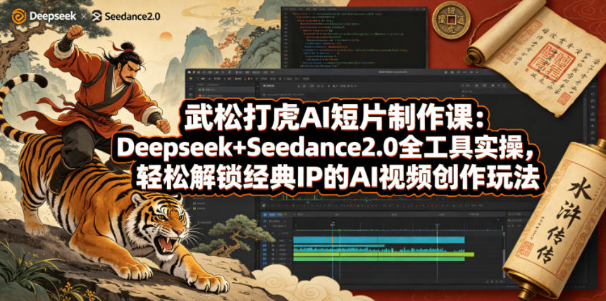 武松打虎AI短片制作课：Deepseek+Seedance2.0全工具实操，轻松解锁经典IP的AI视频创作玩法-朽念云创