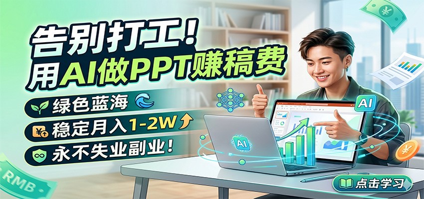 告别打工！用AI做PPT赚稿费，绿色蓝海，稳定月入1-2W，永不失业副业！-朽念云创