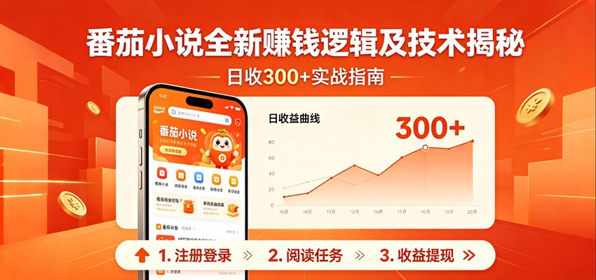 番茄小说全新赚钱逻辑及技术日收300+，小白新书皆可做！无脑赚就行了！-朽念云创