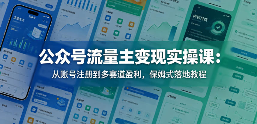公众号流量主变现实操课：从账号注册到多赛道盈利，保姆式落地教程-朽念云创