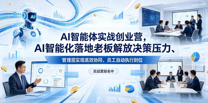 AI智能体实战创业营26年4月23-25号线下课，AI智能化落地老板解放决策压力、管理层实现高效协同、员工自动执行到位-朽念云创