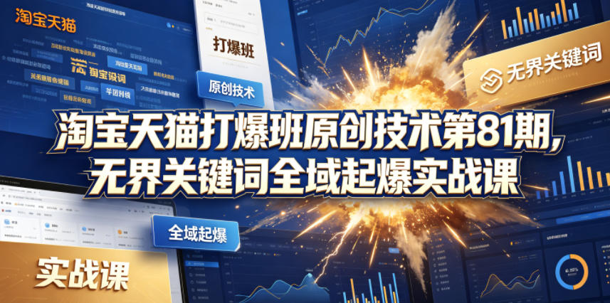 淘宝天猫打爆班原创技术第81期，无界关键词全域起爆实战课-朽念云创