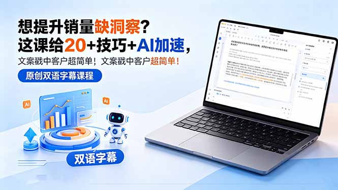 想提升销量缺洞察？这课给 20 + 技巧 + AI 加速，文案戳中客户超简单！【原创双语字幕】-朽念云创