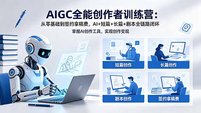 AIGC全能创作者训练营：从零基础到签约拿稿费，AI+短篇+长篇+剧本全链路闭环-朽念云创