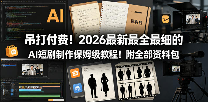 吊打付费！2026最新最全最细的AI短剧制作保姆级教程！附全部资料包-朽念云创