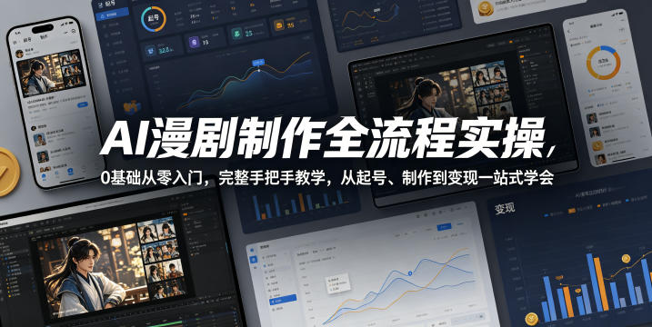 AI漫剧制作全流程实操，0基础从零入门，完整手把手教学，从起号、制作到变现一站式学会-朽念云创