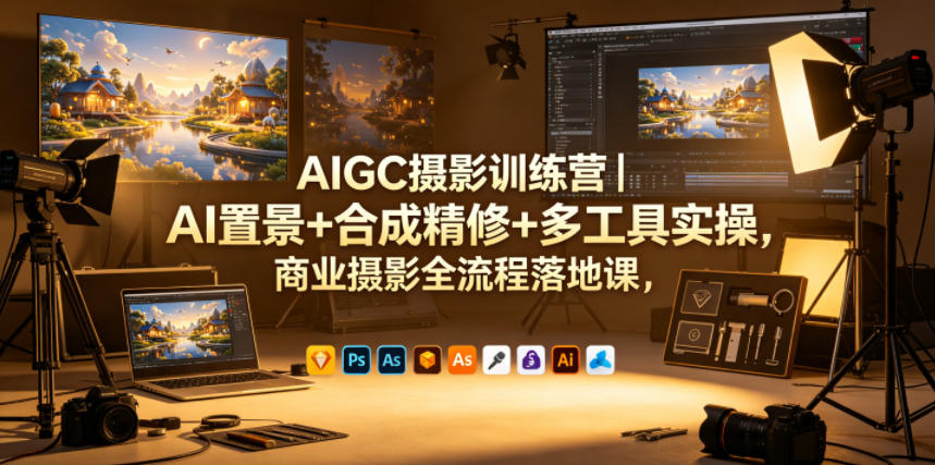 AIGC摄影训练营｜AI置景+合成精修+多工具实操，商业摄影全流程落地课-朽念云创
