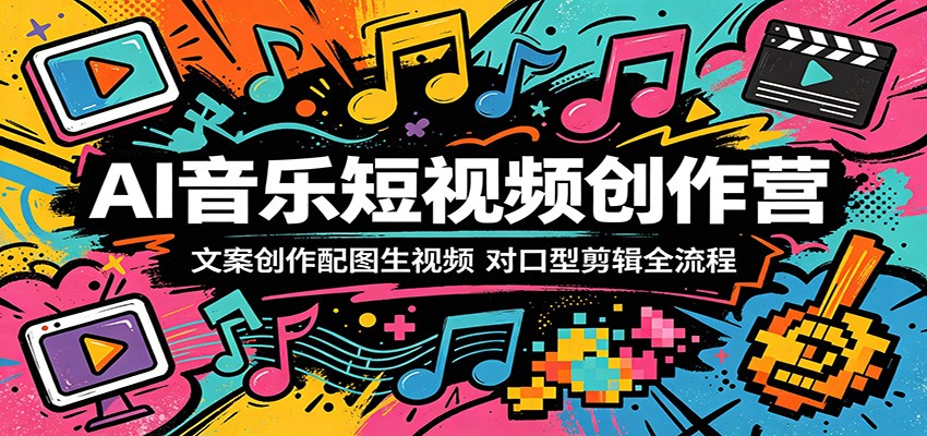 AI音乐短视频创作营：文案创作配图生视频，对口型剪辑全流程-朽念云创