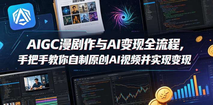 AIGC漫剧创作与AI变现全流程，手把手教你自制原创AI视频并实现变现-朽念云创