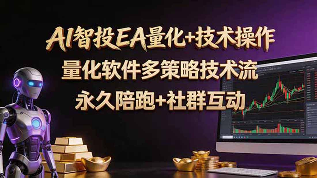 AI智投EA量化操作技术训练营，软件自动操作，简单学习轻松上入手日入30-100U-朽念云创