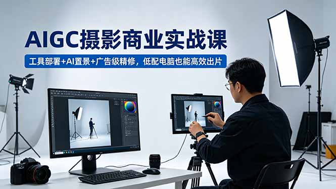AIGC 摄影商业实战课，工具部署+AI置景+广告级精修，低配电脑也能高效出片-朽念云创