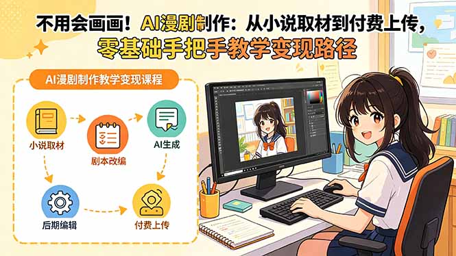 不用会画画！AI漫剧制作：从小说取材到付费上传，零基础手把手教学变现路径-朽念云创