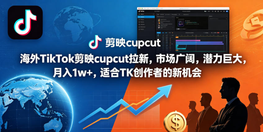 海外TikTok剪映cupcut拉新，市场广阔，潜力巨大，月入1w+，适合TK创作者的新机会-朽念云创