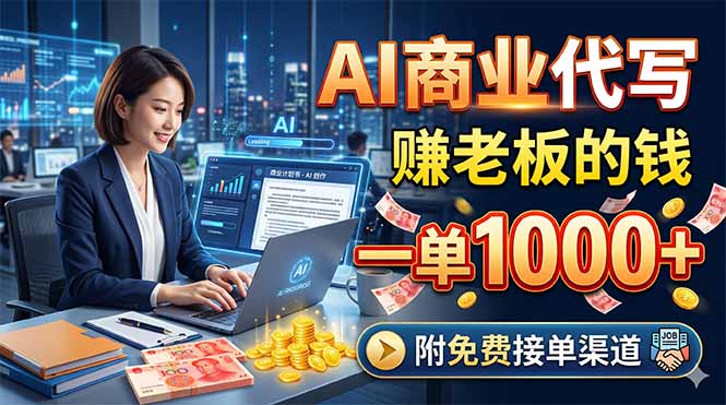 AI商业代写，赚老板的钱，一单1000+，附免费接单渠道-朽念云创