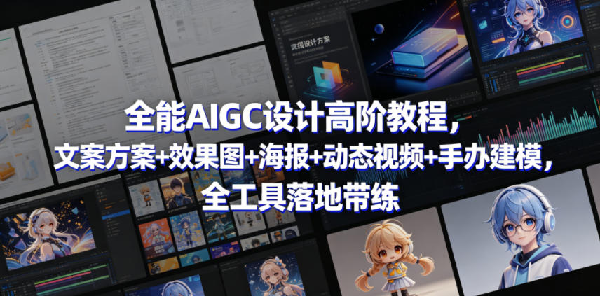 全能AIGC设计高阶教程，文案方案+效果图+海报+动态视频+手办建模，全工具落地带练-朽念云创