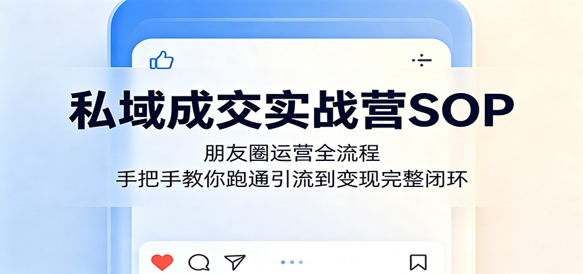 私域成交实战营SOP：朋友圈运营全流程，手把手教你跑通引流到变现完整闭环-朽念云创