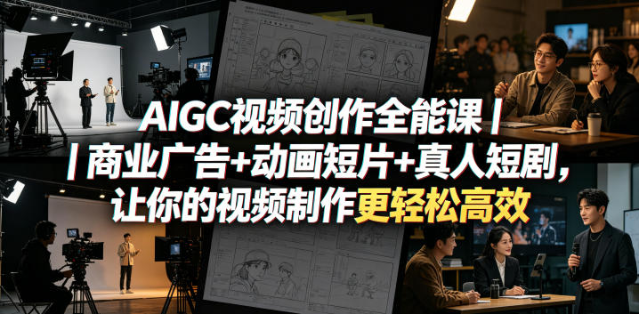 AIGC视频创作全能课｜商业广告+动画短片+真人短剧，让你的视频制作更轻松高效-朽念云创